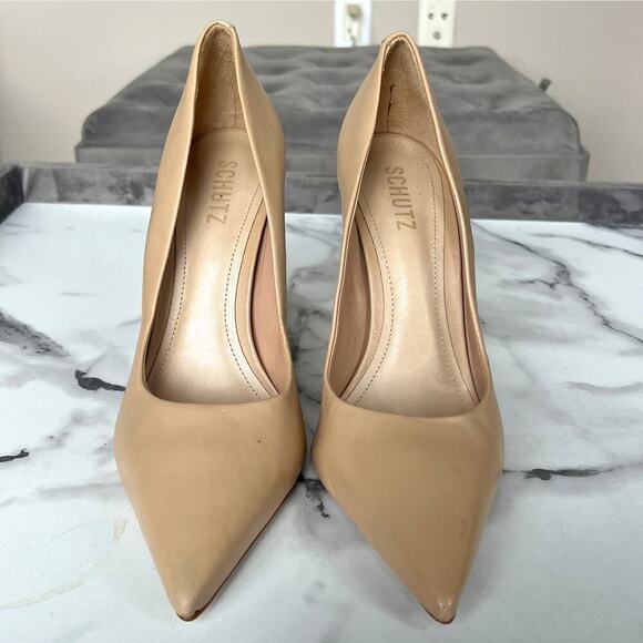 SCHUTZ Lou Light Beige High Stiletto Pumps Size 9.5 - Picture 3 of 9